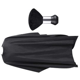 WOONEKY 1set Unisex Hairdresser Cape Neck Duster Brush Easy to Clean Lightweight Hair Cutting Cape for Salon and Home Use Scratch-resistant Brush Included