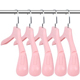 DEDU Suit Hangers for Men 20 Pack, Sweater Hangers No Shoulder Bump Non Slip Width 17.7", Plastic Clothes Hangers Pink with Metal Hook