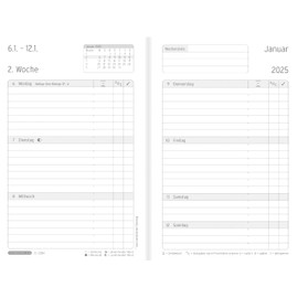 Chronoplan 50825 Book Calendar 2025 (Diary A6 (95 x 145 mm) Hard Cover Made of High-Quality Imitation Leather, Weekly Planner, 1 Week on 2 Pages, Includes Magnetic Closure, Pen Holder, Black