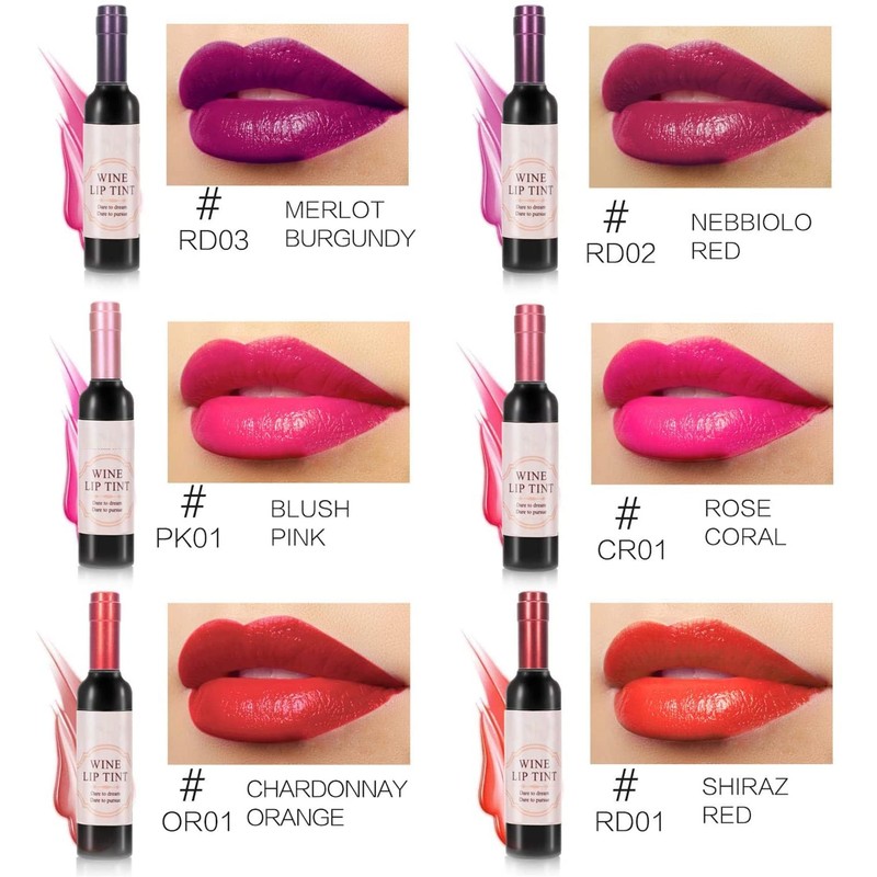 Matte Lip Gloss Set, Lip Gloss Waterproof Wine Lipstick Tint,