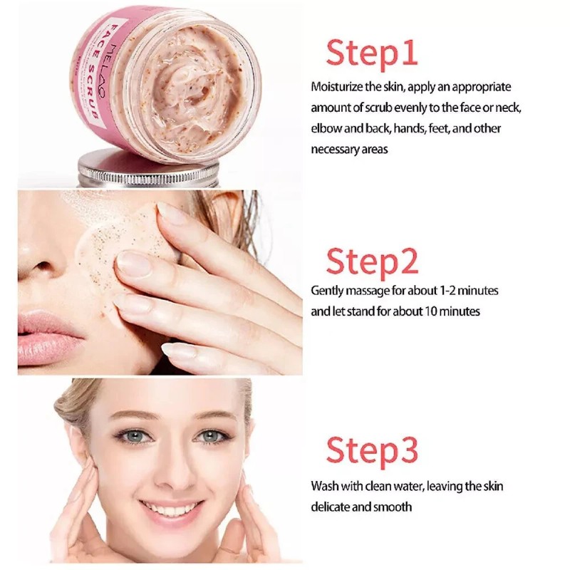 Melao 2 Exfoliating Pink Face Replenish Dull Skin Scrub Soft