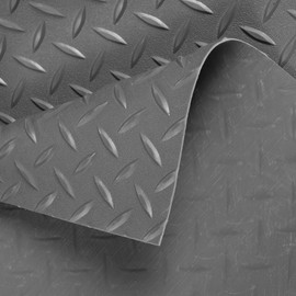 otoez Garage Floor Mat Roll, 5 ft x 17 ft Diamond-Plate Rubber Flooring Rolls 2.5 mm Thickness Heavy Duty Oxford Floor Protecting Mats for Garage Gym Boats Car Trailer, Gray