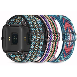 Folavii 3 Pack Stretchy Nylon Band Compatible with Wyze Watch 47mm 44mm, 22mm Soft Elastic Strap Adjustable Sports Replacement Wristbands for Wyze Watch 44 47mm for Women Men