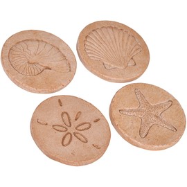 NIKKY HOME Beach Starfish Seashell Round Resin Coasters for Drinks 4" x 4", Set of 4, Nautical Decor