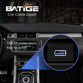 BATIGE Square Single Port USB 3.0 Panel Flush Mount Extension Cable with Buckle for Car Truck Boat Motorcycle Dashboard 1ft