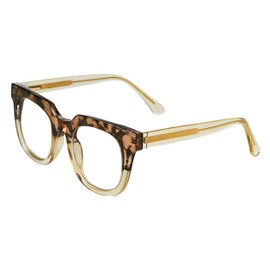 Peepers by PeeperSpecs Women's Showbiz Soft Square Blue Light Blocking Reading Glasses, Sand Quartz/Yellow, 50 + 1