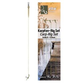 Zite Fishing Carp Rigs Set | Carp Leader Hook Size 2-8 | 4 Packs | Hair Assembly for Boilies Carp Fishing | Tied Braided Line | Ready2Fish Hair Rigs with Carp Hooks & Swivels (8)