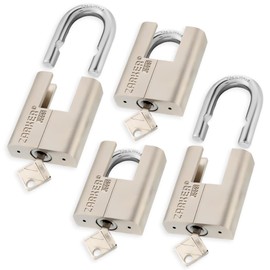 Zarker J55S keyed Alike Padlocks, Heavy Duty Stainless Steel Shackle Lock, Waterproof and Rustproof Storage, Warehouses, Garage, Outdoors, 4-Pack
