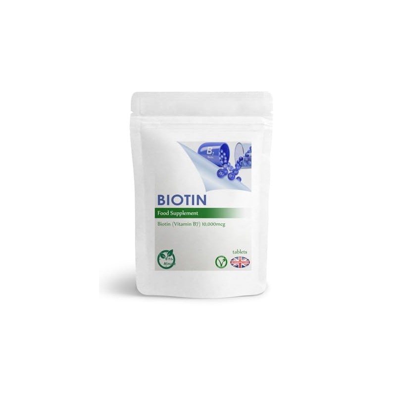 Biotin 10000mcg Tablets (Vegan) Hair, Skin and Nails Support, Vitamins
