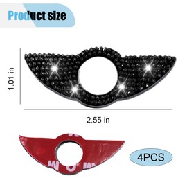 4PCS Bling Car Inner Door Lock Covers, Crystal Rhinestone Pull Rod Bolt Sticker, Sparkly Car Door Lock Pin Cap, Universal Auto Door Bolt Cap Decoration for C Class C200L C260L GLC260 (Black)