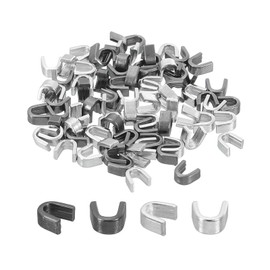 QUARKZMAN 80 Pieces Zipper Slider Retainers - #5 U Shape Stoppers for Bags, Coats, Jackets with Closed Ends, Metallic Black & Silver