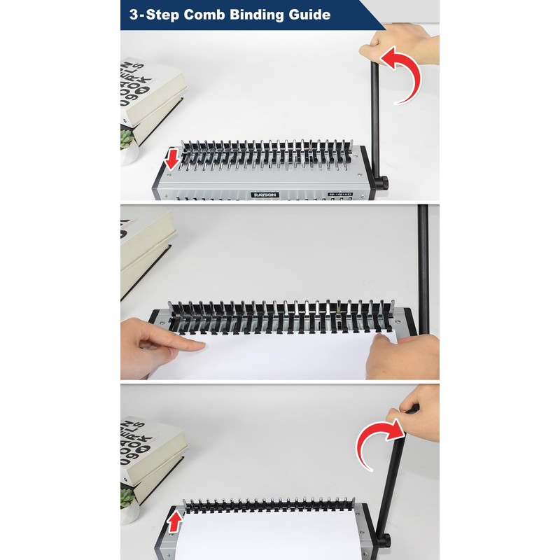 RAYSON Plastic Binding Combs, 190 Sheets, 21 Rings, 22 mm