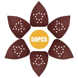 Pack of 50 Sandpaper Triangle Sanders, 180 Grit 12-Hole Sanding Pads, Velcro Sandpaper, Delta Sander, Sanding Sheets for Triangular Sanders, 135 x 95 mm