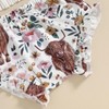 BSaogr Toddler Girl Western Outfit Tassel T-shirt Cow Flower Print