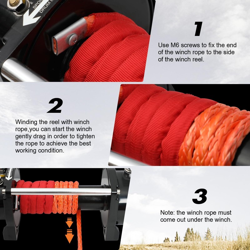 ZESUPER 3/8" x 100ft Synthetic Winch Rope Dyneema 12 Strand