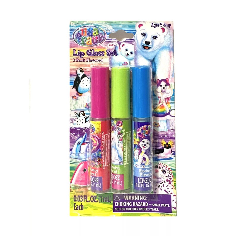 Lisa Frank Lipgloss 3 Pack Flavored Lip Gloss Blueberry Watermelon