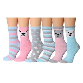 Tipi Toe - 6 pares de calcetines de microfibra antideslizantes para mujer, suaves, coloridos y estampados para máxima comodidad y estilo, Delicia punteada, 5-9