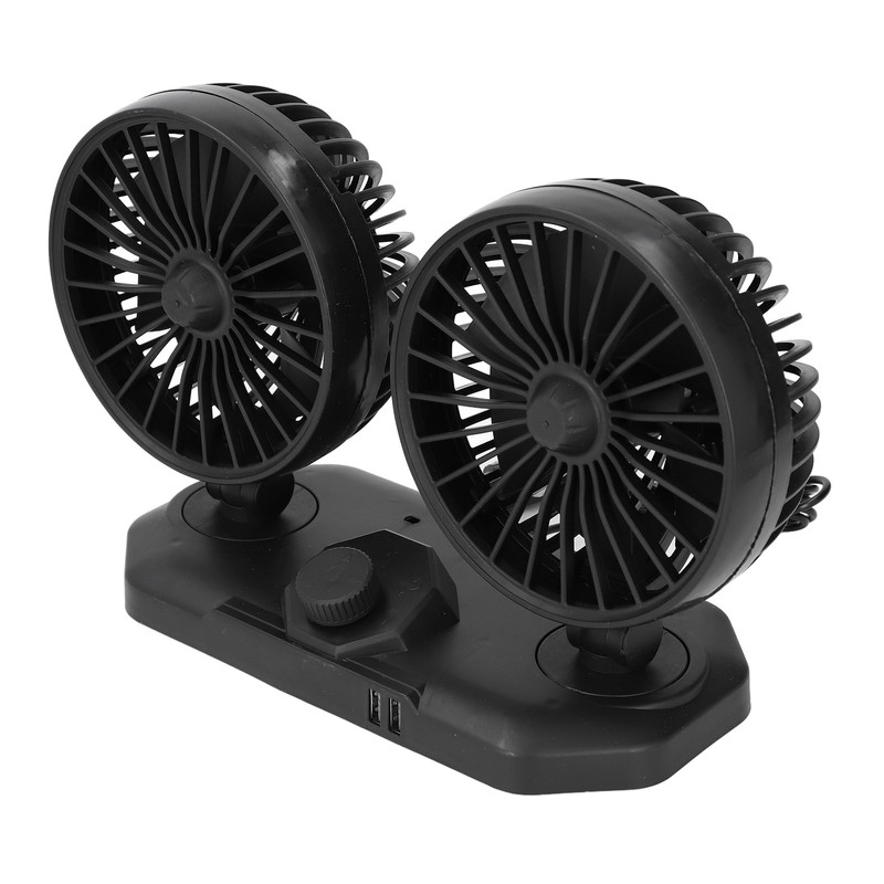 Car Fan Dual Head 24v 360° Adjustable Powerful USB Car
