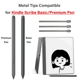 6 PCS Metal Nibs/Tips Replacement Compatible with Kindle Scribe Stylus,Replacement Metal Tips for Kindle Scribe Pen with 4096 Level of Pressure + Removal Tweezers