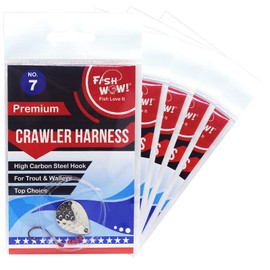 5pks Fish WOW!® 1-Hook Crawler Harness Walleye Spinner Rig with one Silver Blade #7
