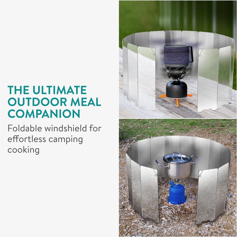 Navaris Foldable Camping Cooking Windshield 16pcs - Portable Camp Gas