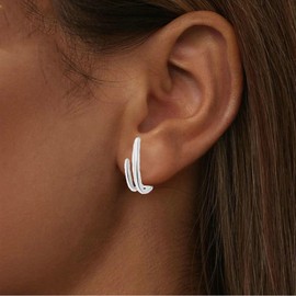 Gold Earrings for Women Trendy 14K Gold Plated Claw Stud Earrings Gold Silver Statement Earrings Dainty Minimalist Hypoallergenic Earrings Fashion Jewelry Gift, Large, Copper, No Gemstone