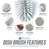 5-Pack Grey Plastic Dish Brush Set, Dish Scrubber and Washing