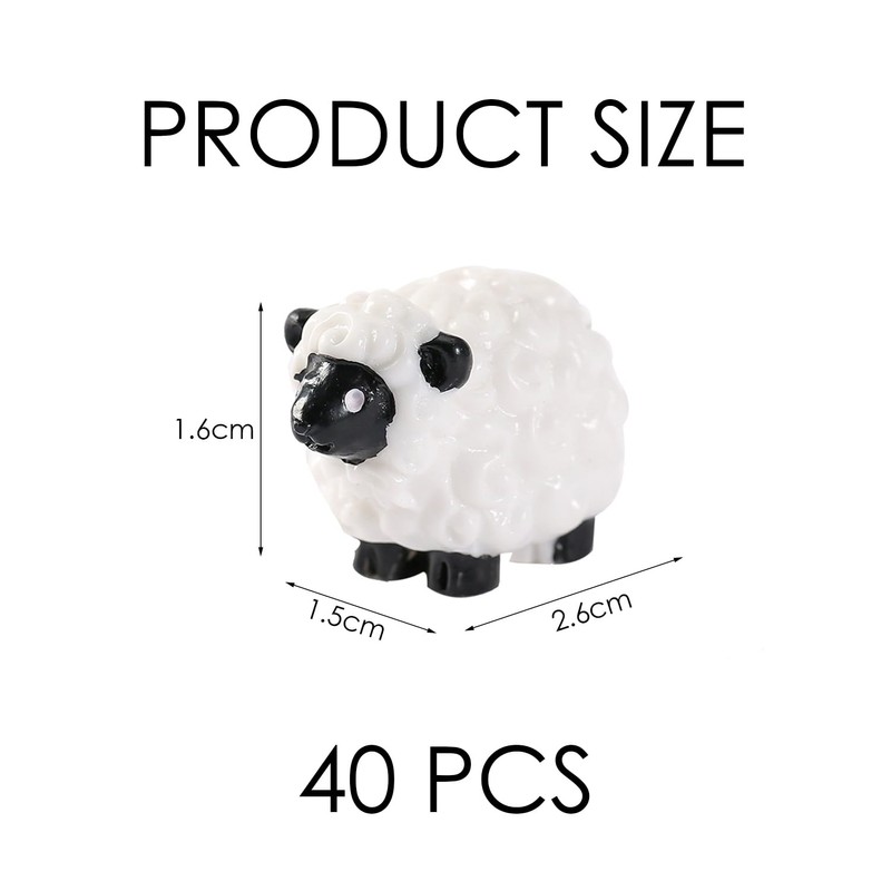 UOPJDD 40 Sheep Ornaments, Cute Mini Animals, Creative Resin Ornaments,