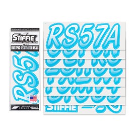 STIFFIE Whipline White/Sky Blue 3" Alpha-Numeric Registration Identification Numbers Stickers Decals for Boats & Personal Watercraft