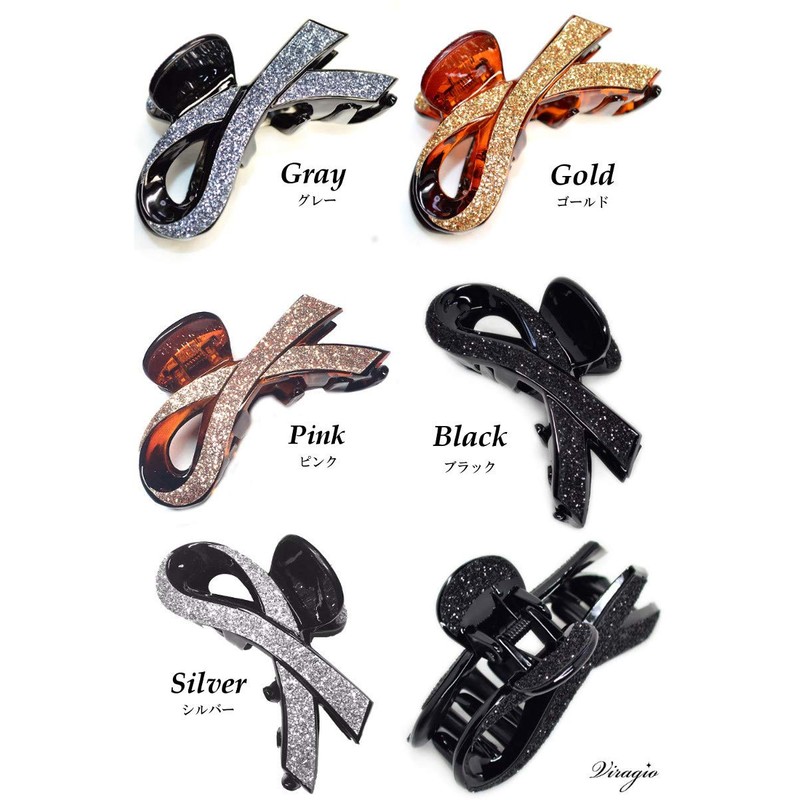 Viragio vi-0390a Hair Claw Ribbon, Large, Hair Clip, Simple, Hair