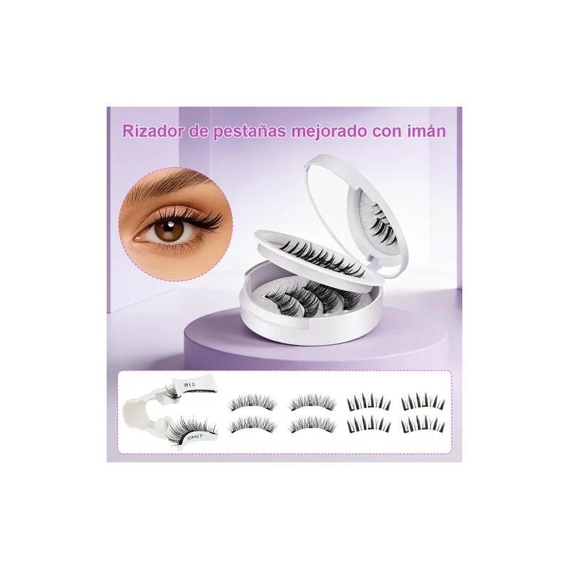 2 Pares Pestañas Postizas Naturales Magnética Reutilizable