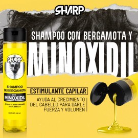 Shampoo Estimulante Para El Crecimiento Del Cabello Sharp Con Bergamota Y Colágeno Control Caída Presentación de 500 ml.