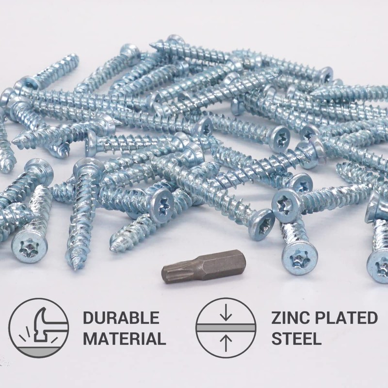 SKIR'CO (Pack of 80) Concrete Screws Zinc Plated 7.5 x