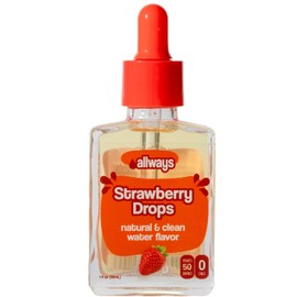 Allways Drops Natural Strawberry Water Enhancer | Sugar-Free, Zero Calories, Monk Fruit Sweetened | Glass Bottle for On-the-Go Hydration | Kids & Adults | 50 Servings