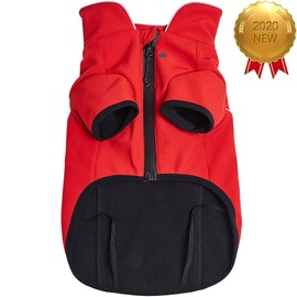 Blueberry Pet Windproof Waterproof Reflective Softshell Dog Jacket, Red, Back Length 22.5", Size 20, Warm & Lightweight Winter Outdoor Windbreaker Coats Raincoats for Dogs