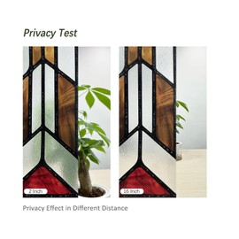 Flortlias Faux Stained Glass Effect Window Privacy Film, Original Hand Dawn Static Cling Texture Sticker Inspired by Frank Lioyd Wright, 11.02" x55.12" Hollyhock House, Boho