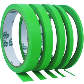 5 Rolls Pinstripe Tape - Thin Painters Tape 1/8, 1/5, 1/3, 2/5, 3/5 Inch Wide - Painting Automotive Masking Tape for DIY, Paint, Art Crafts (Green)