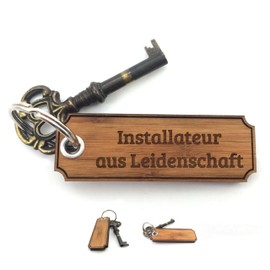 Mr. & Mrs. Panda Keyring Installer - Gift, Gift, Lucky Charm, Gifts, Wooden Key Fob, Retirement, Wooden Key Fob, brown