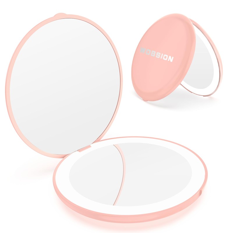 Wobsion Compact Travel Mirror - 1x/10x Magnification, Handheld 2-Sided, Perfect