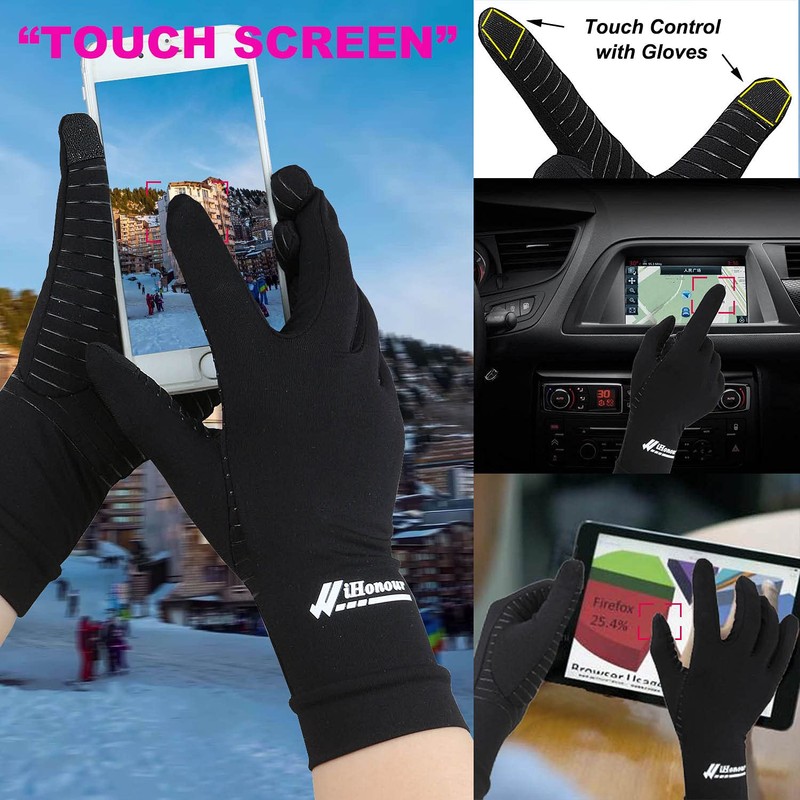 2-Pairs Pack Copper Full Finger Compression Gloves, Copper Arthritis Gloves