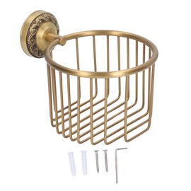Toilet Paper Holder Retro Tissue Roll Basket Rack Paper Towel Rack Wall Mounted Metal Wire Storage Basket Bin for Toilet Paper for Bathroom Topper Counter