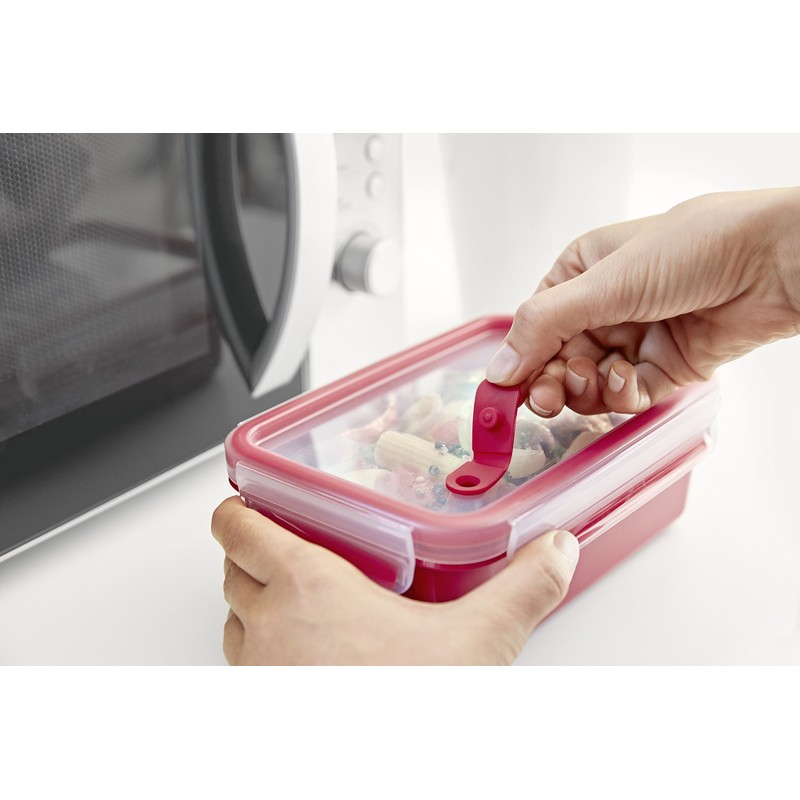 Tefal Master Seal Micro Rectangle Food Storage with Inserts, Red/Clear,