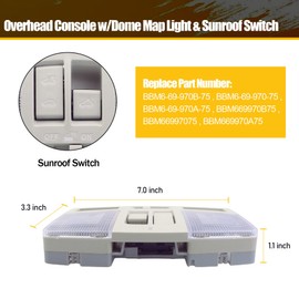Overhead Console with Dome Map Light and Sunroof Switch Fit for Mazda 3 2010-2013 Cab Interior Ceiling Reading Light Replace BBM6-69-970B-75 BBM669970B75
