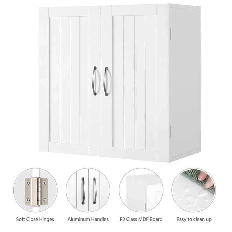 Yaheetech Bathroom Wall Cabinet, Kitchen Storage Cupboard Cabinet with 2