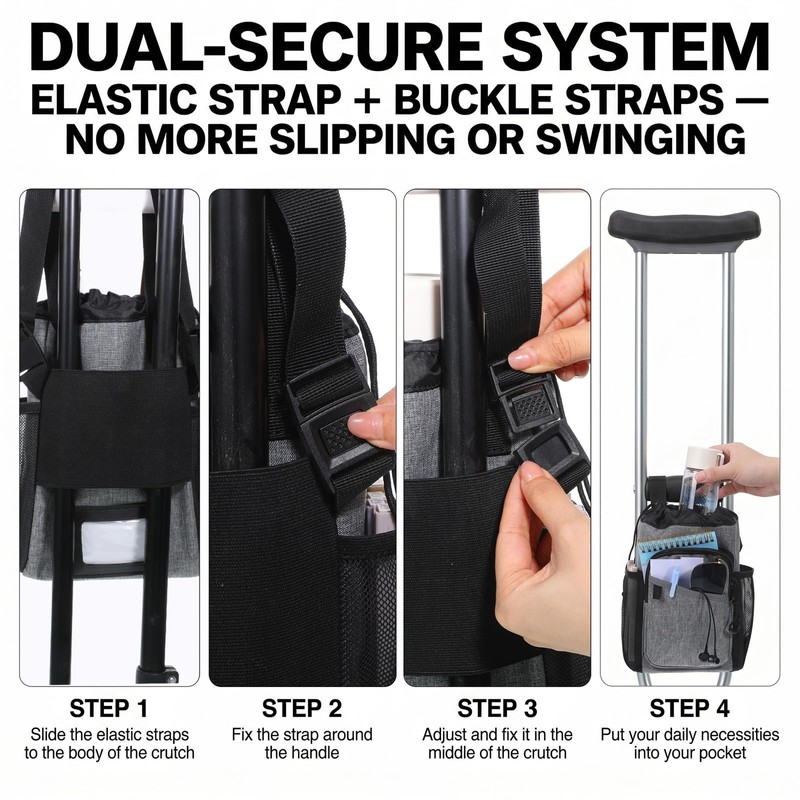 Crutch Bag Accessories Portable Crutches Padding, Lightweight, Waterproof, and Features