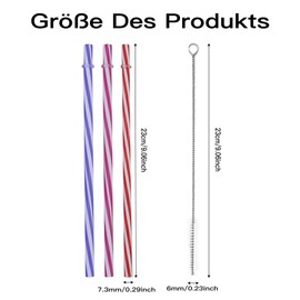 65 Pieces Colorful Plastic Straws, Reusable Hard Straws, with 1 Piece Straw Brushes, Thickened Straws for Smoothies, Juice (23 cm)