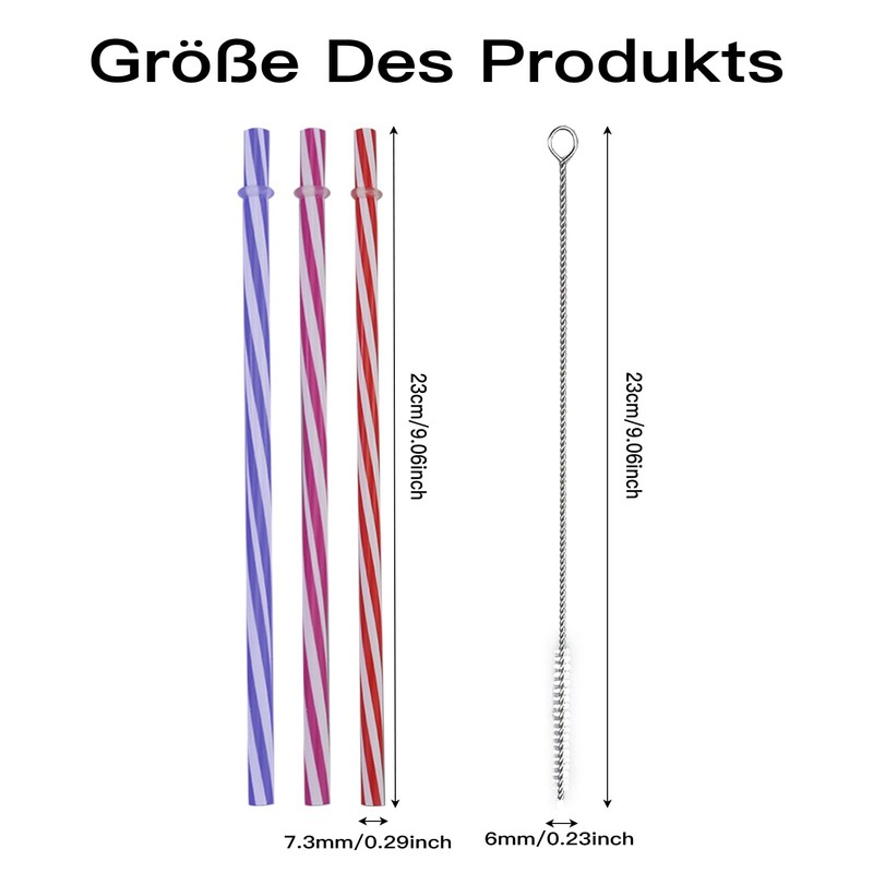 65 Pieces Colorful Plastic Straws, Reusable Hard Straws, with 1