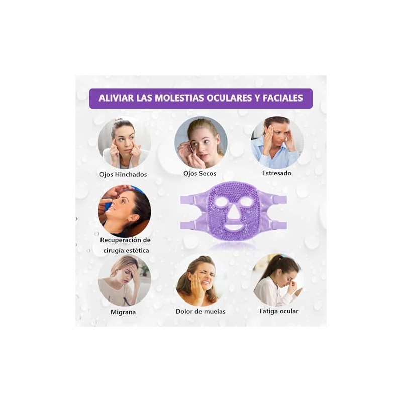 Antifaz de Gel para Cara Frío/Caliente con Respaldo de Felpa