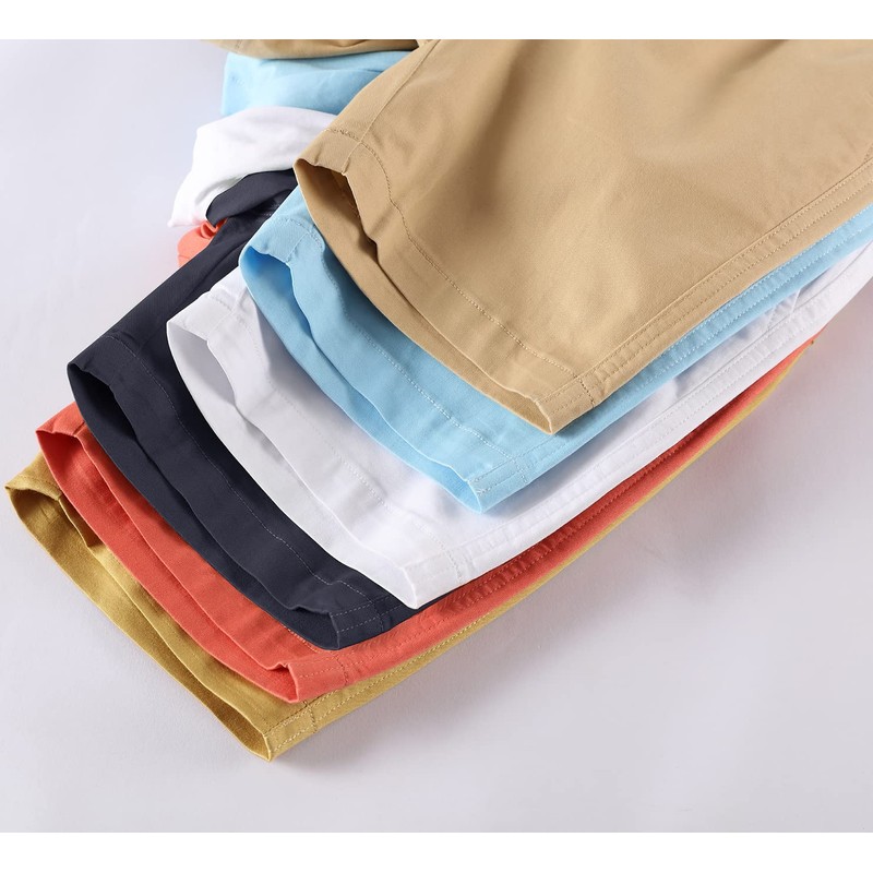 BINIDUCKLING Boys Summer Elastic Waist Shorts - School Uniforms Pull-on