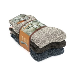 GoWith Merino Wool Socks for Women, Warm Hiking Socks, Crew Thermal Socks, Thick Winter Socks, Norwegian Socks, Terry Towelling Socks, Outdoor Boot Socks 2038, Assortie 3 Pairs